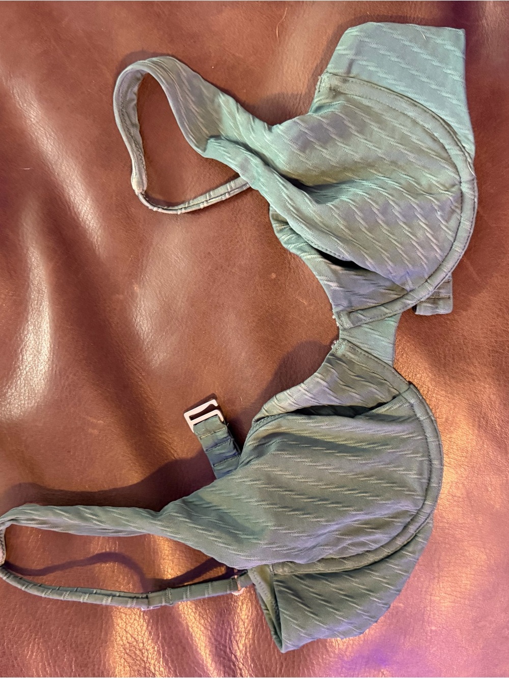 Abercrombie & Fitch Textured Seafoam Green Bikini Top